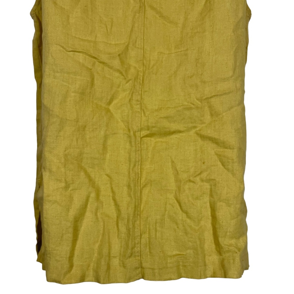 CHICO'S DESIGN Yellow Pale 100% Linen Sleeveless Button Down Casual Top Shirt  1 - Picture 14 of 16